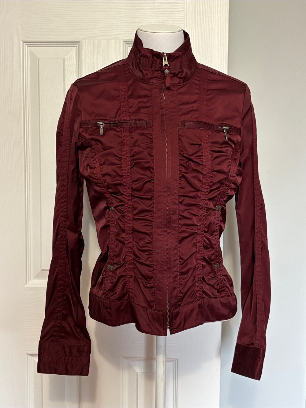 Revolution Burgundy Ruched Front Jacket